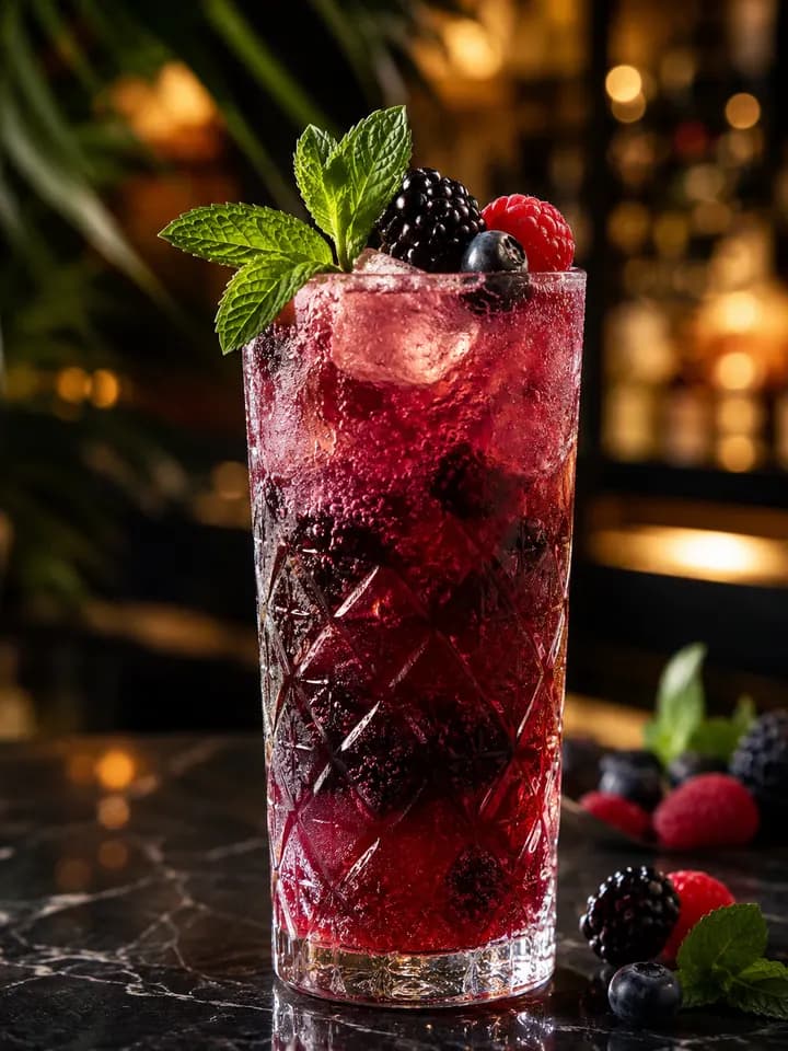 Beeriger Cocktail mit Eis